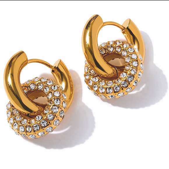 New Double Hoop 18K Real Gold platted - Picture 3 of 3